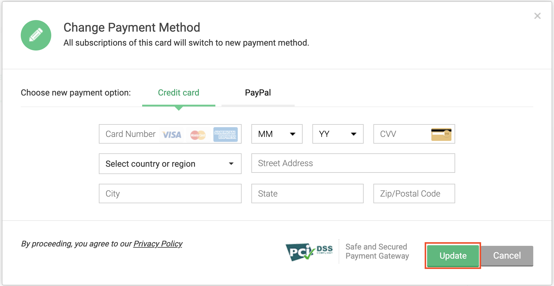 Update Credit Card Details, FAQ