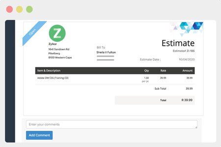 Estimate Approval - Client Portal for Accounting | Zoho Books