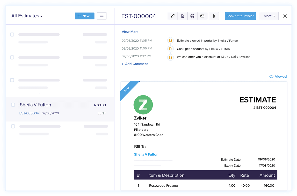Negotiate Estimates - Invoice & Estimate App | Zoho Books