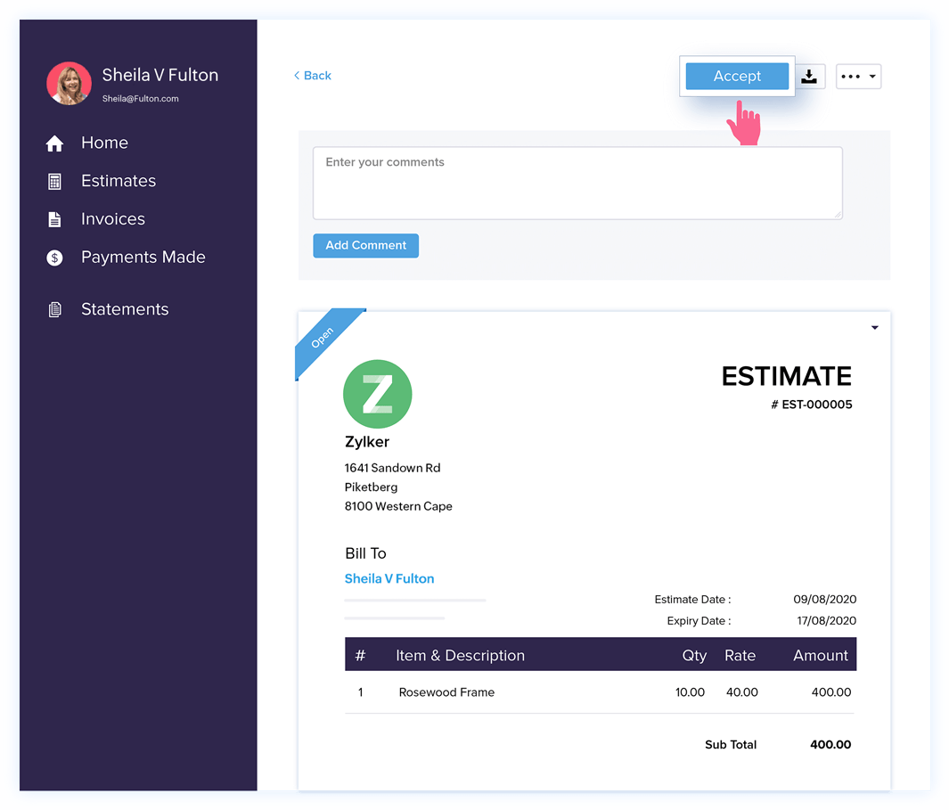 Approve Estimates - Estimate & Invoice Software | Zoho Books